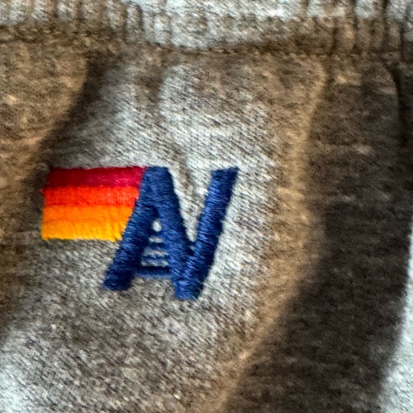 Aviator nation women’s sweatpants with colorful blue logo stripes on one leg - Picture 4 of 4